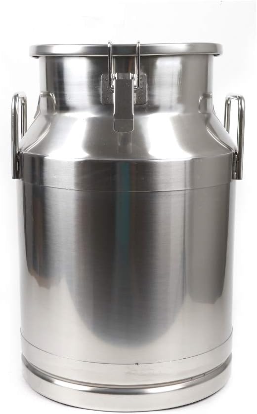 CNCEST 304 Stainless Steel Milk Can Milk Bucket Wine Bucket with Sealed Lid and Spigot Option Beer Brewing Pots Kettles Food Jars Canisters Silver (40L/10.57Gallon)