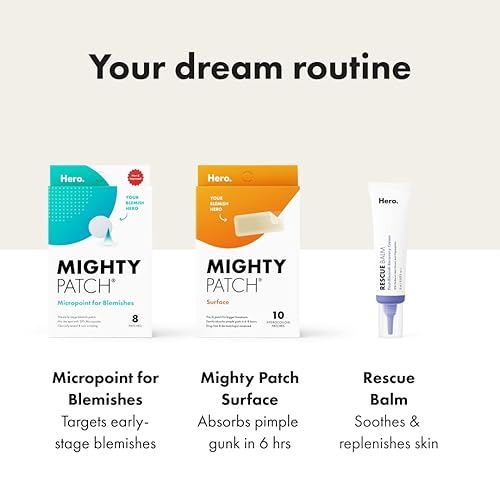 Vista 8 de Mighty Patch Surface - Parches grandes para espinillas para cara de Hero Cosmetics, manchas de acné para cuerpo, mejillas, frente y barbilla