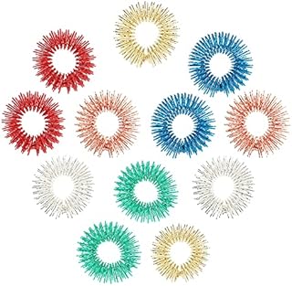 ASTER 12 Pieces Spiky Sensory Finger Rings Acupressure Ring Set Great Spikey Fidget Ring Fidget Sensory Toys for Silent Stress Reducer and Massager Improves Blood Circulation