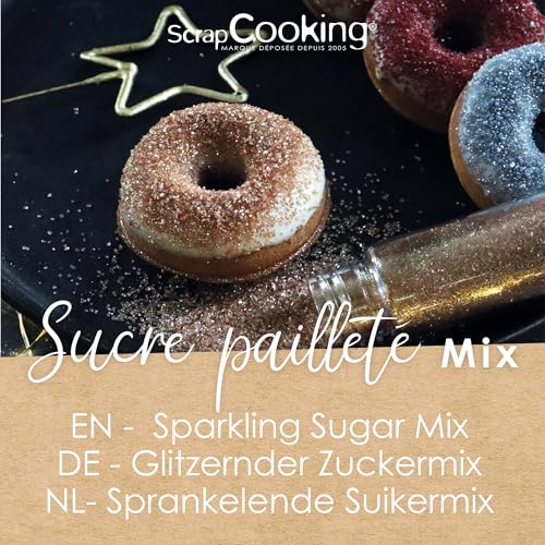 ScrapCooking - Essbarer Glitzer Zucker Mix - Gold, Roségold, Silber, Rubin 76 g – Lebensmittel Glitzerpulver Pastry Decors – 4807