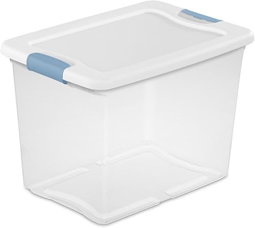 Vista 26 de Sterilite - Caja de almacenamiento de 6 cuartos de galón con tapa y pestillo, contenedor apilable de plástico para organizar zapatos en estantes