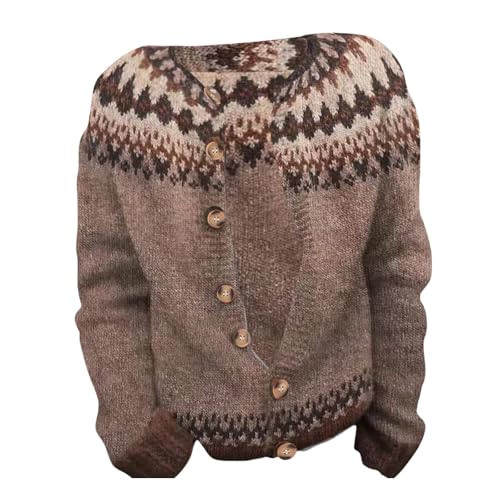 Women's Fair Isle Knitted Button-Up Cardigan Sweaters Retro Long Sleeve Lightweight Sweaters Fall Winter Clothes2