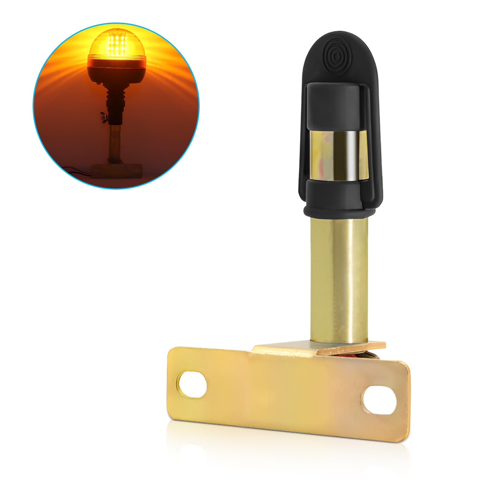 1PC Staffa di Luce Stroboscopica Lampeggiante,Montaggio Supporto per Trattore Lampeggiante,Staffa di Montaggio per Girofari con Cappuccio Impermeabile e Cavo(Montaggio Laterale Tipo T)