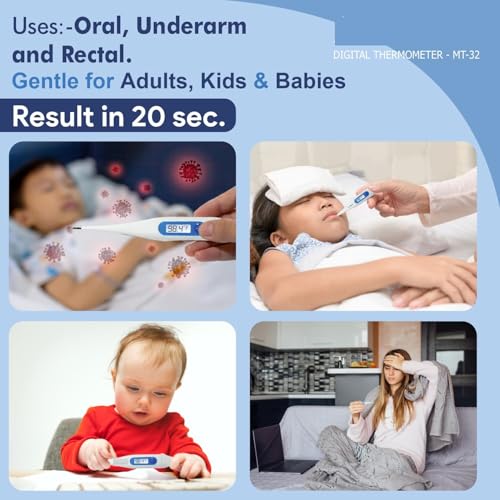 Image of Dr. Care Digital Thermometer With Quick Measurement of Oral, Underarm Temperature in Celsius & Fahrenheit, Water Resistant for Easy Cleaning