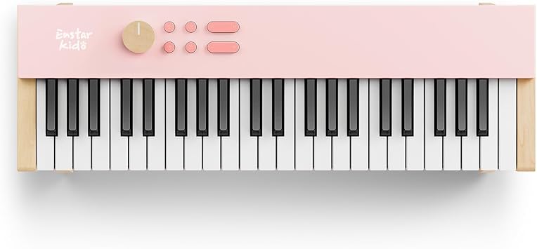 Kids Piano Keyboard, 44 Keys Digital Piano for Kids, Music Educational Instrument for Beginner, Mini Wood Keyboard Piano for Toddler, Light Pink