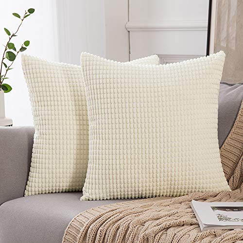 MIULEE Pack of 2 Decorative Throw Pillow Covers Soft Corduroy Solid Cushion Case