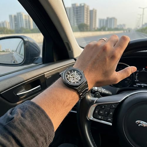 Image of ALIX Men's Mechanical Automatic Skeleton Self-Winding Water Resistant Analog Watch