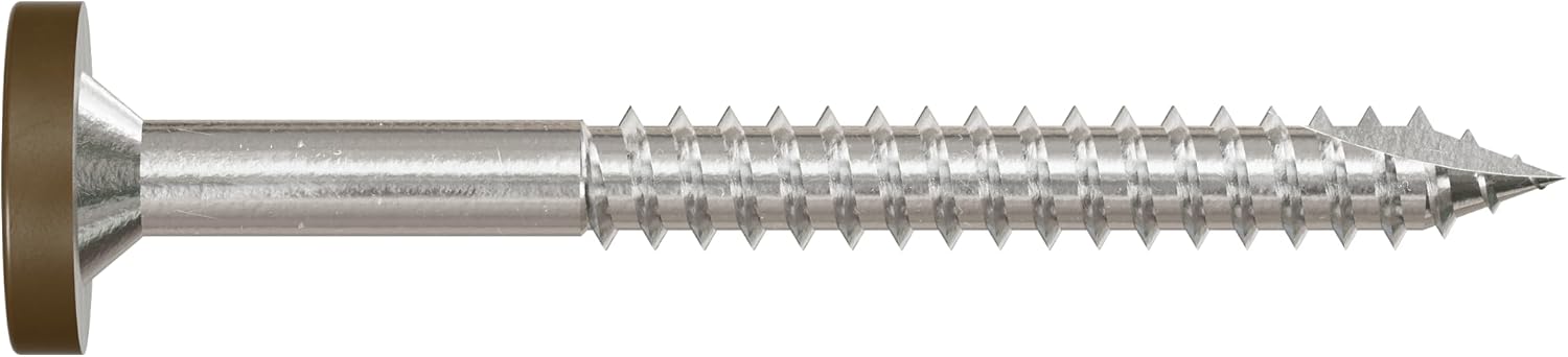 Simpson Strong-Tie T08175FS75BR01 Fascia Board Screw — #8 x 1-3/4 in. T-20 6-Lobe Pancake Head Type 316, Brown 01 (75-Qty)