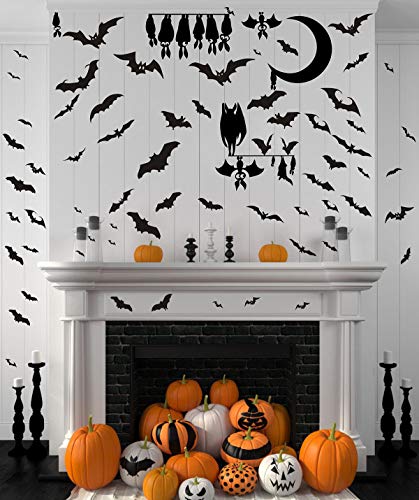 Halloween Bats Wall Decals Halloween Party Decorations Halloween Window Clings Decorations Bats Decals Halloween Cartoon Bat Sticker Removable and Peel&Stick Decals