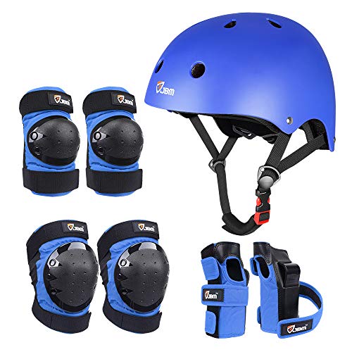 Image of JBM Adult & Kid Skating Protective Gear Set for Beginner to Advanced, Skateboard Helmet Knee and Elbow Pads with Wrist Guards for Inline Roller Skating, Scooter, Skateboarding