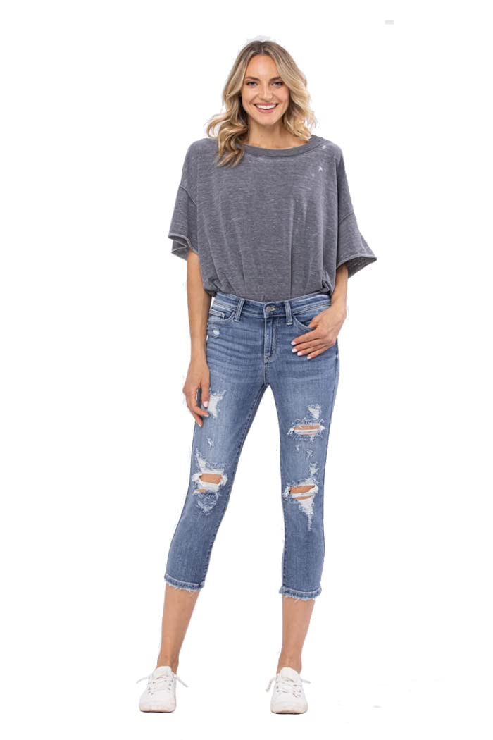 Judy BlueMid-Rise Destroyed Capri - 82258