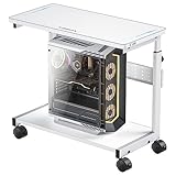 U-POWER 昇降式L字デスク PCラック パソコンラック pcワゴン 高さ調整可能(幅32✕奥行67x高さ60~80cm) ホワイト X-1-WH