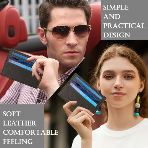 Image of WOXVM Credit Card Holder Wallet RFID Blocking Slim Credit Card Cases Holder Premium Leather Minimalist Front Pocket Small Wallet with 6 Card Slots and 1 Pockets for Men Women (Dark Brown)