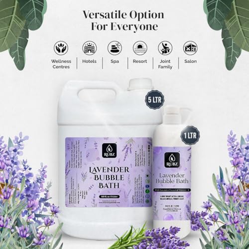 Rubz Lavender Bubble Bath for Bath Tub | With the Goodness of Lavender Extract | 100% Vegan and Paraben Free formula | Safe For Kids and Adults | 5 Litre - Image 4