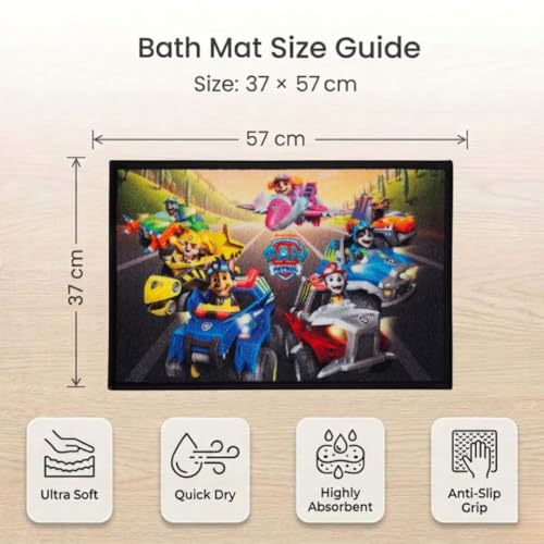 Image of Athom Living Premium Anti Slip Paw Patrol Printed Kids Bathmats, Durable Nylon Fabric, Soft Texture, Easy to Clean, Stylish Home Decor Mat for Doorway & Kids Room | 37x57 cm, Multicolor