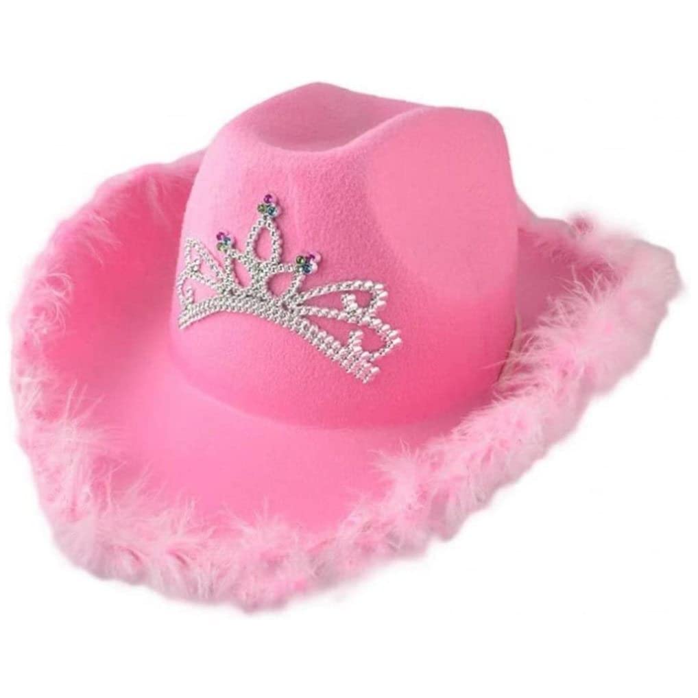 Liummrcy Rosa Cowgirl-Hut Mit Federn – Aus Filz, Verstellbar, Für Kostümparty, Junggesellenabschied, Halloween & Dress-up