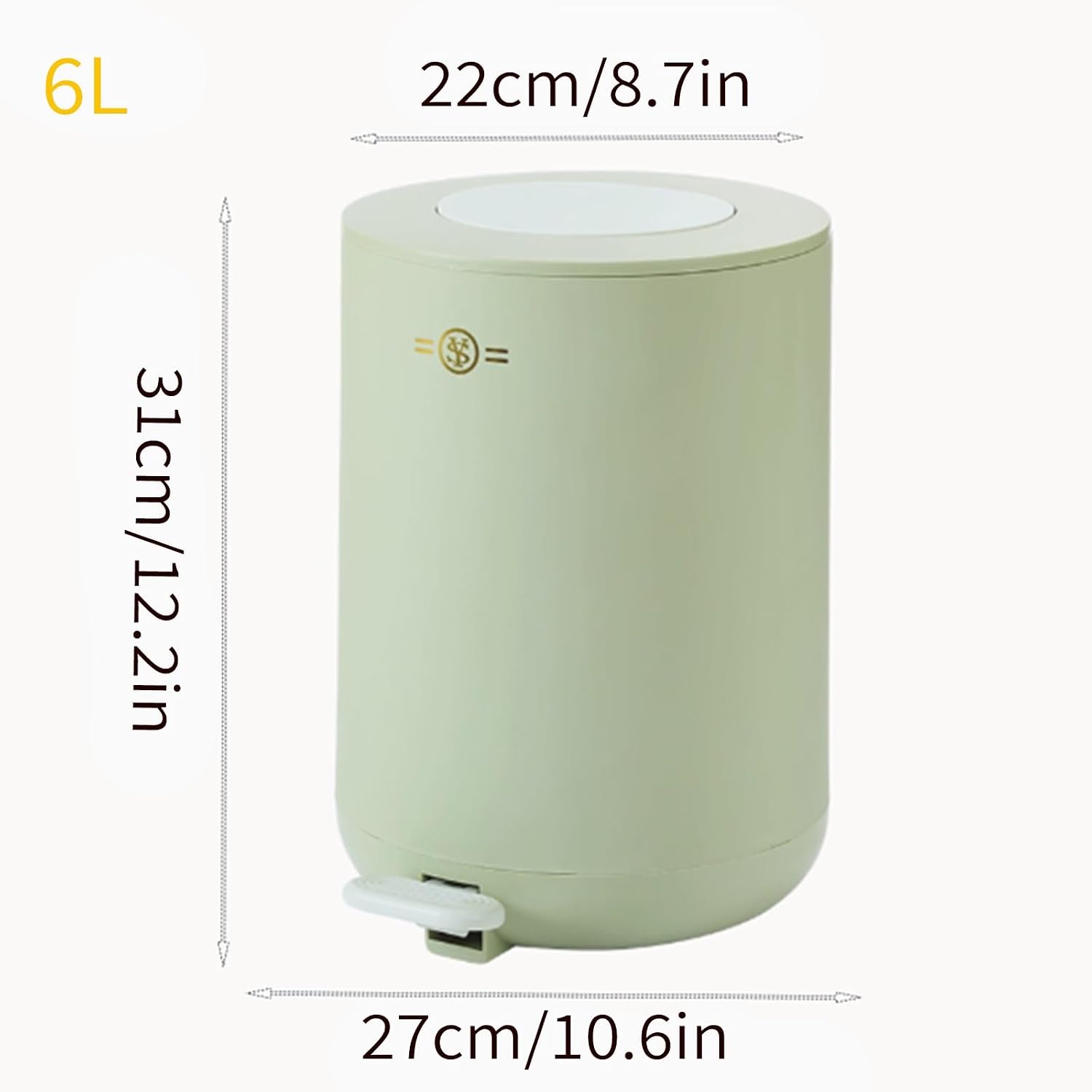 Indoor Trash Can with Pop-Up Lid Plastic Trash Can with Soft-Close Lid, Step Pedal Round Cute Garbage Can High-Value Garbage Can with Inner Bucket for Home Office Trash Bin(Orange,10L)
