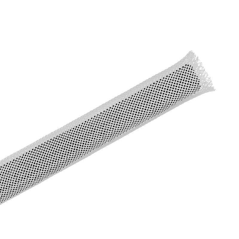 25ft - 1 inch Braided Cable Management Sleeve Cord Protector PET Expandable Braided Sleeving-Self-Wrapping Wire Loom for TV/Computer/Home Theater/Engine Bay - White-image-3