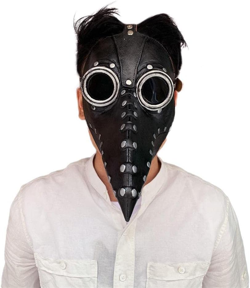 Plague Doctor Bird Mask, Latex Steampunk Long Nose Beak Cosplay Halloween Costume Props Masquerade Masks