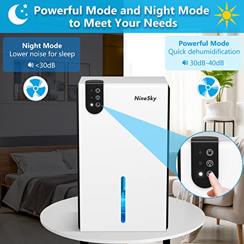 Ninesky Dehumidifier For Home, 95 Oz Water Tank, (800 Sq.ft) Dehumidifiers For Bathroom, Bedroom With Auto Shut Off, 7 Colors Led Light #TOP3