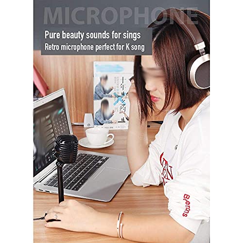 QZH Karaoke-Mikrofon Wired Studio HD-Kondensator mit Rauschunterdrückung, USB-3,5-mm-Mikrofon für Computer… – Bild 4