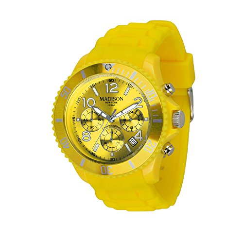 Madison New York Candy Time - Reloj de Pulsera para Hombre, cronómetro, Amarillo, Talla única