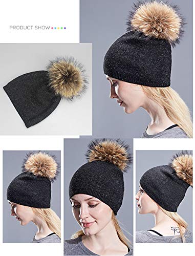 Bonnet tricoté chaud pour dames avec doublure et pompon - 3