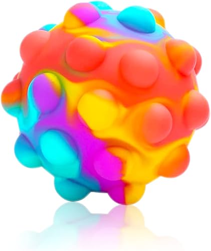 RadBizz Pelota de juguete sensorial Push Pop Bubble Fidget - para autismo, estrés, ansiedad, niños y adultos (bola multicolor)