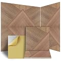 Focusound 8 Pack 23.62"x23.62" Art Acoustic Wall Panels, Self-Adhesive Wood Grain UV Printed Sound Absorbing Panels for Studio, Home Theater, Office & Living Room