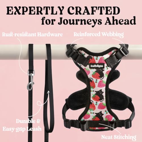 Image of rabbitgoo Cat Harness and Leash Set, Escape Proof Vest, Berry Pounce