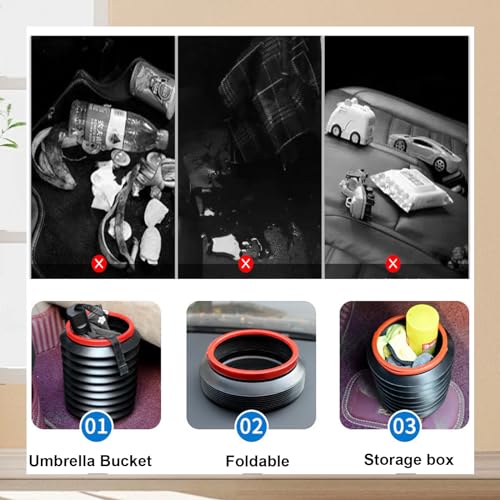 Image of 4L Collapsible Car Trash Can Small Car Trash Bin Pack of 5 Portable Travel Trash Can Car Garbage Can Cup Holder with 2PCS Vehicle Hook for Car Accessories Home Office Camping