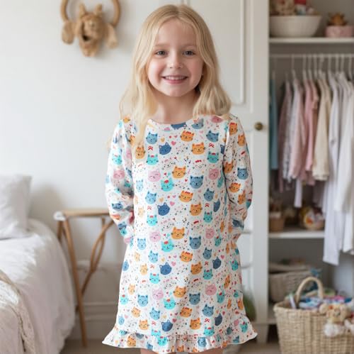 Tkria Girls Night Dress Dress Toddler Long Sleeves Butterfly Pajamas For Kids Princess Sleepwear Pjs Sleep Shirts 2-10T3