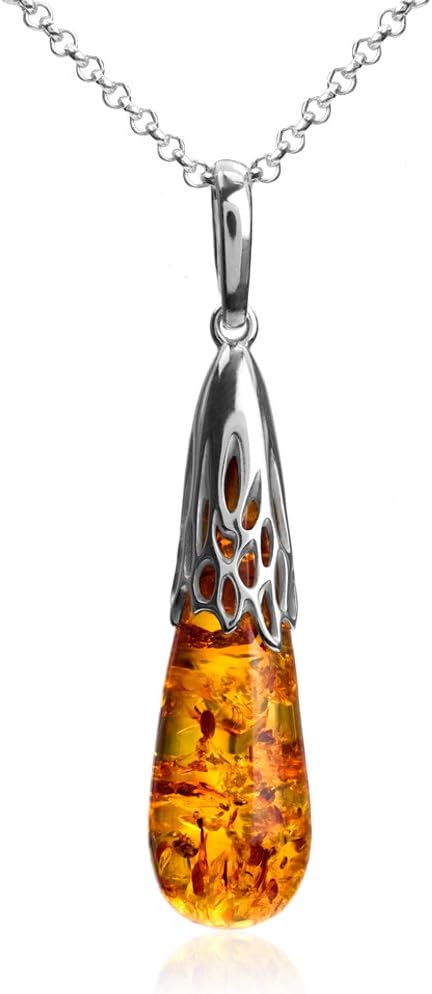 Ian and Valeri Co. Amber Sterling Silver Drop Earrings Pendant Necklace Set 18 Inches - Image 2