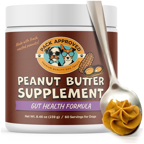 Pack Approved Dog Peanut Butter - with Prebiotic and Probiotic for Dogs to Boost Gut Health - Supports Digestive Support and Immune Support - Peanut Butter Treats - Gut Health (8.46oz)