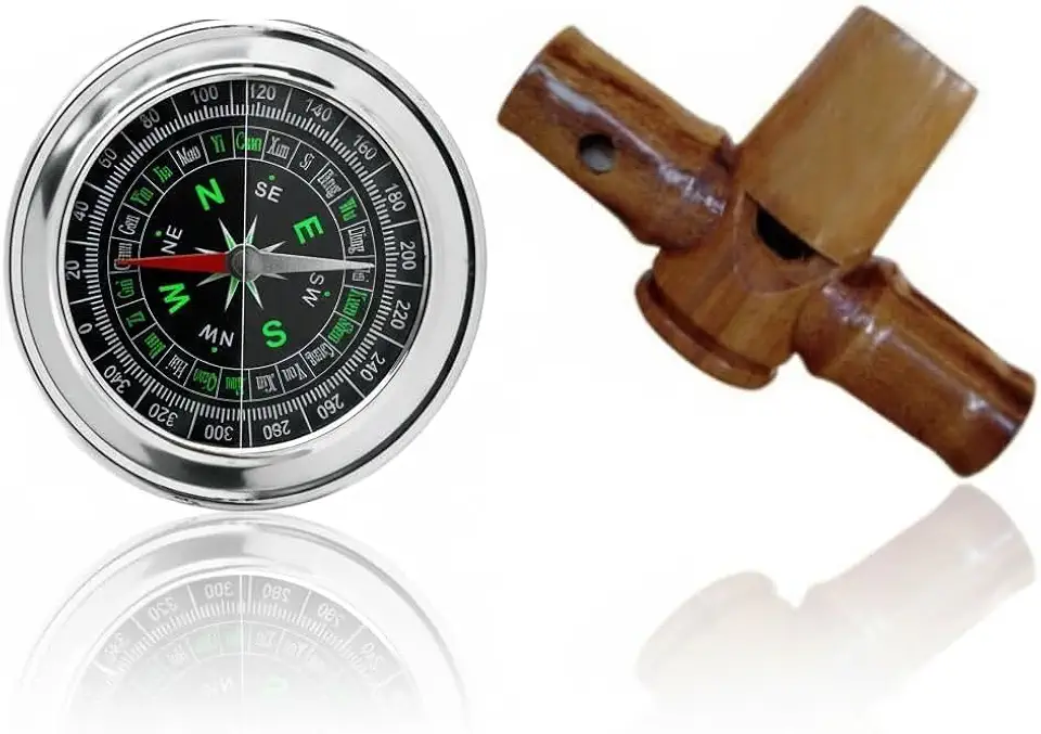 Apito Uru Modelo 16 + Bússola Profissional 7,5 Portátil Camping Caça Trilha