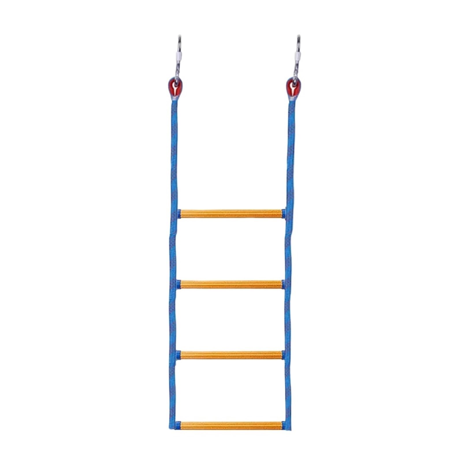 IEOWY 4 Step Boat Rope Ladder Folding Portable Marine Boarding Swim For Kayak Motorboat Canoeing(Blue)