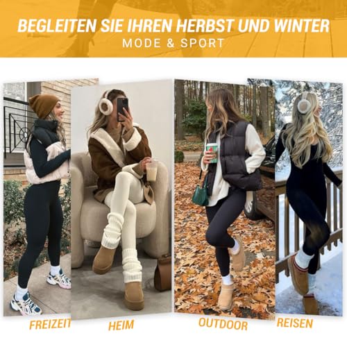 CAMPSNAIL 2er Pack Thermo Leggings Damen Im Winter, Gefüttert High Waist Thermohose Dicke Warm Fleece Leggins Blickdicht Für Sport (Schwarz/Schwarz,S-M)