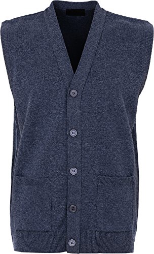 Maan Store ens Knitted Waistcoat Full Front Button Closure with Front Pockets V Neck Sleevless Knitted Top Denim M