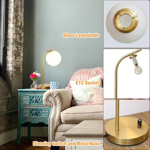 Lámpara de mesa moderna dorada con globos de cristal, pack x2 miniatura 6