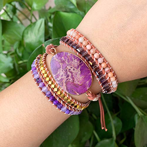 Image of Boho Wrap Bracelet for Women, Handmade Natural Imperial Jasper Multi-Layer Stone Beaded Bracelet, Bohemian Healing Crystal Stone Jewelry Gifts