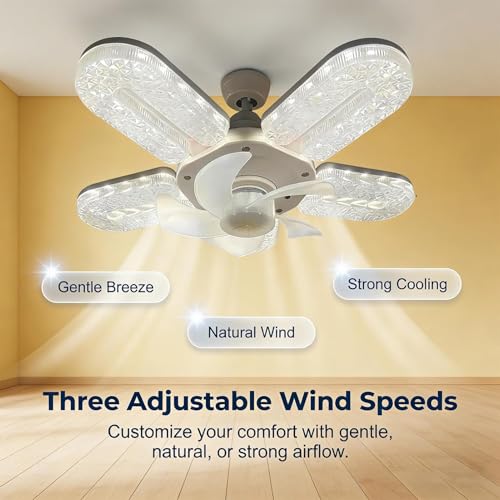 Ventilador de techo con luz LED regulable de 30 cm y mando para dormitorio 4