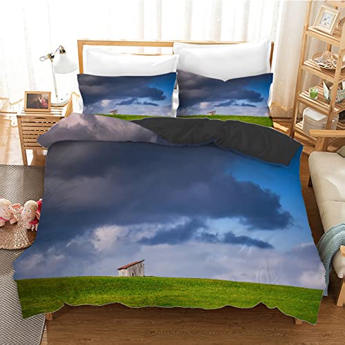Housse de couette 160x200 microfibre parure de lit ado fermeture éclair 110g/㎡ - 2