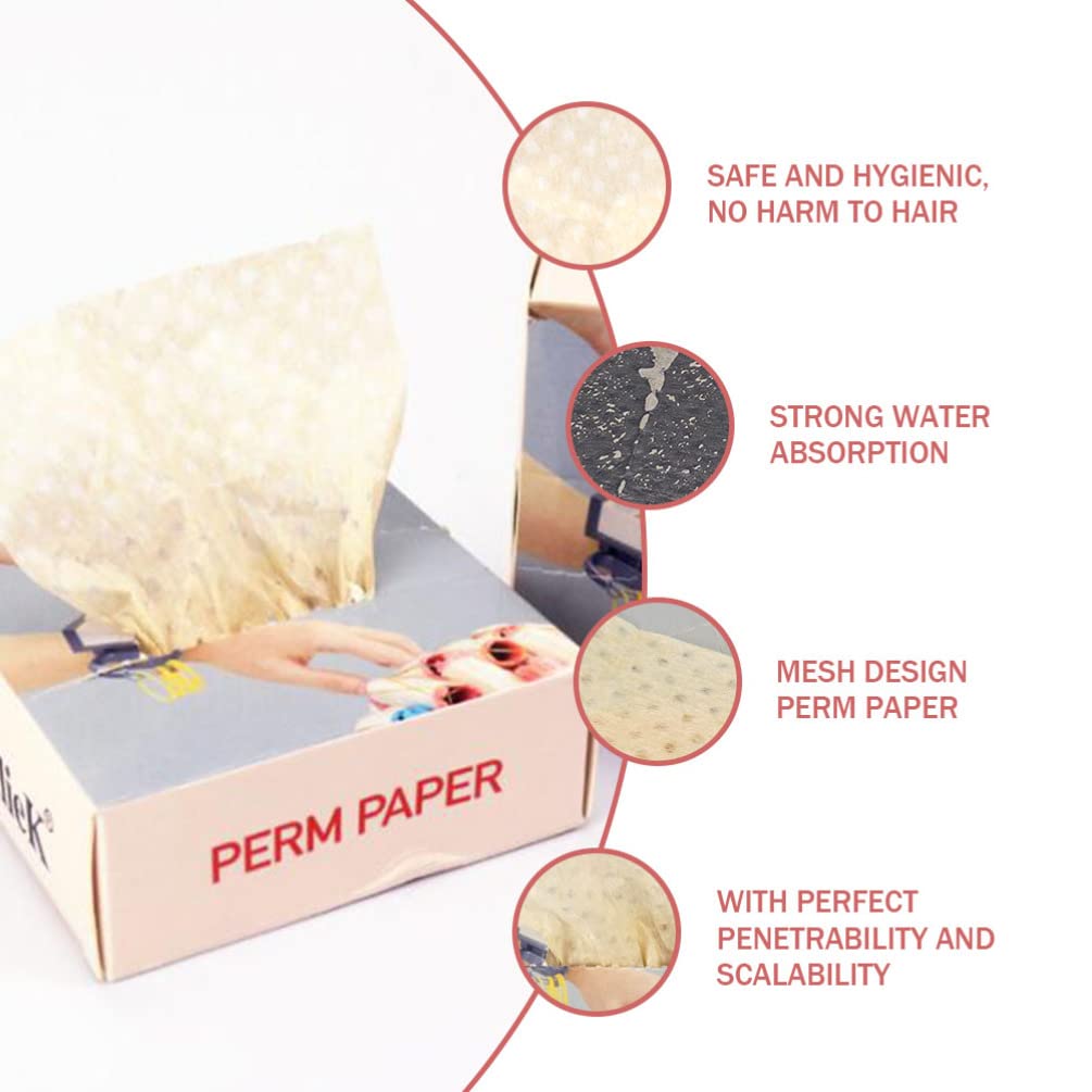 Salon Hair Perming Papers: 200Pcs Curling Sheets with Perm Rods Pads for Hairdressing Styling and Perming