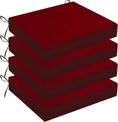 Wellsin Cojines de silla de exterior para muebles de patio, juego de 4 cojines para sillas de patio, cojines de asiento cuadrados impermeables de