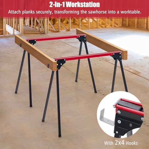 Goplus Heavy-Duty Folding Sawhorse