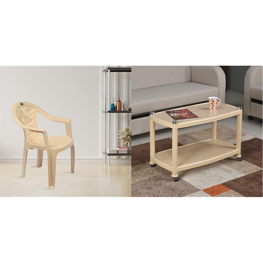 Nilkamal CHR2060 Plastic Mid Back with Arm Chair Set of 2 CENTBL5