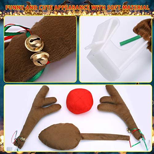Ankuka Car Reindeer Antlers & Nose Decorations, Window Roof-Top & Front Grille Rudolf Reindeer Jingle Bell Christmas Costume Auto Accessories - Thumbnail 3