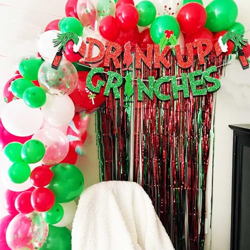 JeVenis Glittery Drink Up Grinchmas Banner Christmas Decorations Banners Grinchmas Christmas Party Decorations Christmas Party Decoration Adults Friendsmas - Image 3