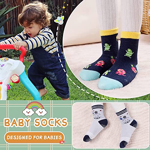 Image of Baby Socks with Grips Infants Toddler Kids Boys Girls Non Slip /Anti Skid Cotton Crew Socks