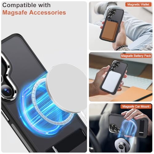 Image of MALEWOLF Kickstand Case for Samsung Galaxy S23, 3 Way Stand & Anti-Slip TPU Edge & Matte Translucent S23 Case, Compatible with Magsafe, Shockproof Slim Case for Galaxy S23 5G (Black /Grey)